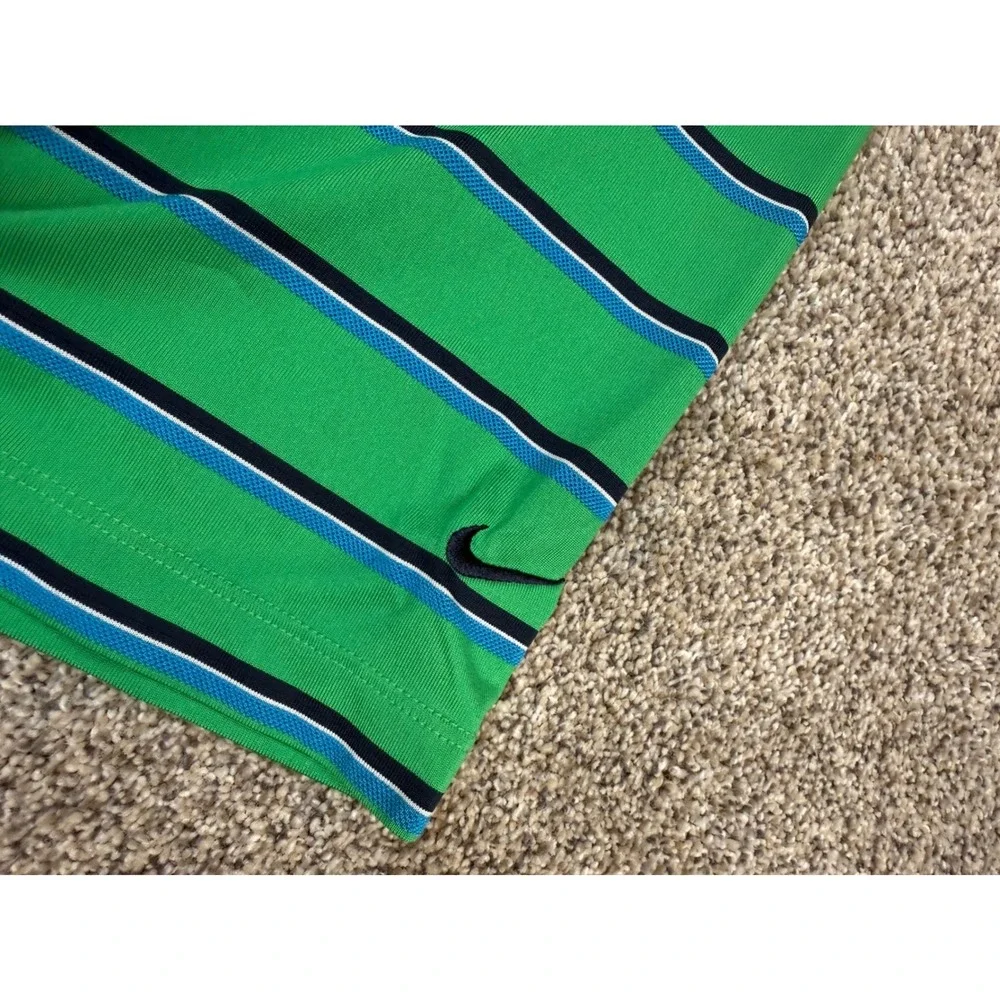 Nike Golf Dri-FIT Polo Shirt Mens XXL Green Striped Short Sleeve Performance Tee